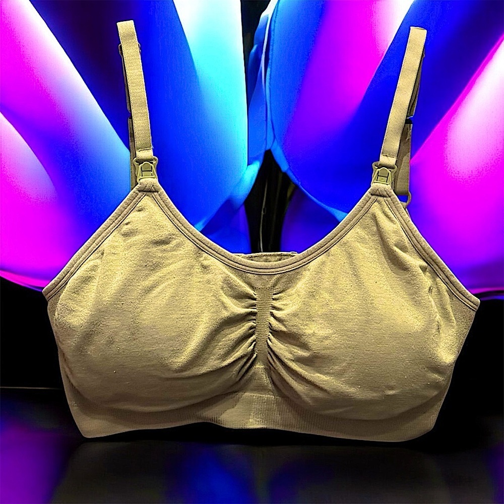 Nursing bra Women's OLIVE green Bra LARGE stretchy soft
